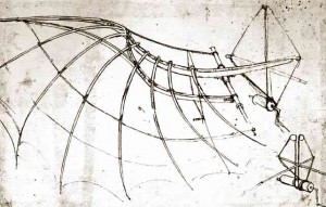 Da Vinci's design of a man-powered ornithopter.