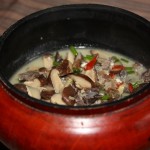 Norsha Shamu Tshoem, a curry dish of yak (or beef) and mushrooms