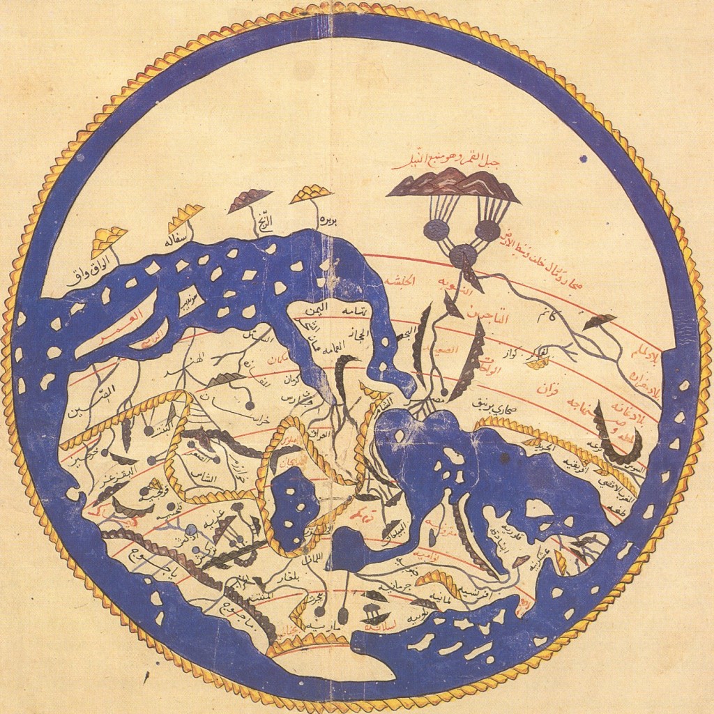 1154_world_map_by_Moroccan_cartographer_al-Idrisi_for_king_Roger_of_Sicily