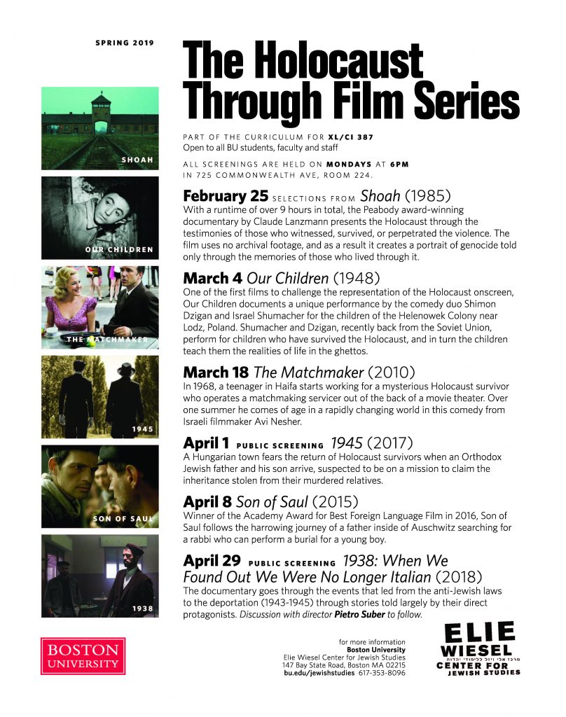 Six films were shown during this spring's Holocaust Through Film Series, ranging from classic to contemporary.