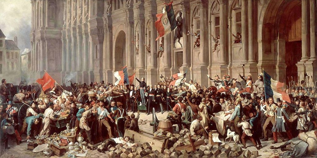   Lamartine in front of the Town Hall of Paris rejects the red flag on 25 February 1848 by Henri Felix Emmanuel Philippoteaux