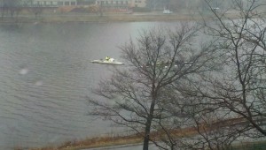 rowing team having to row in the wintry mix weather