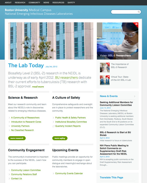 The National Emerging Infectious Diseases Laboratories (NEIDL) 