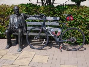 At the end of one trail is a statue of Fred Meijer who donated a lot of money for bike trails