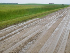 Gravel roads turn to mud
