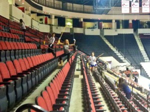 The girls make the best of their first Agganis Cleanup of the season. From the Photo Collection of Alyssa Marion.