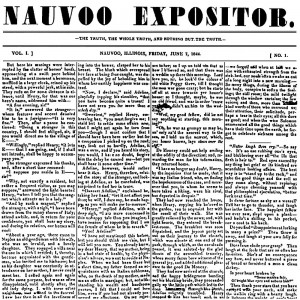 The first and only issue of the Nauvoo Expositor