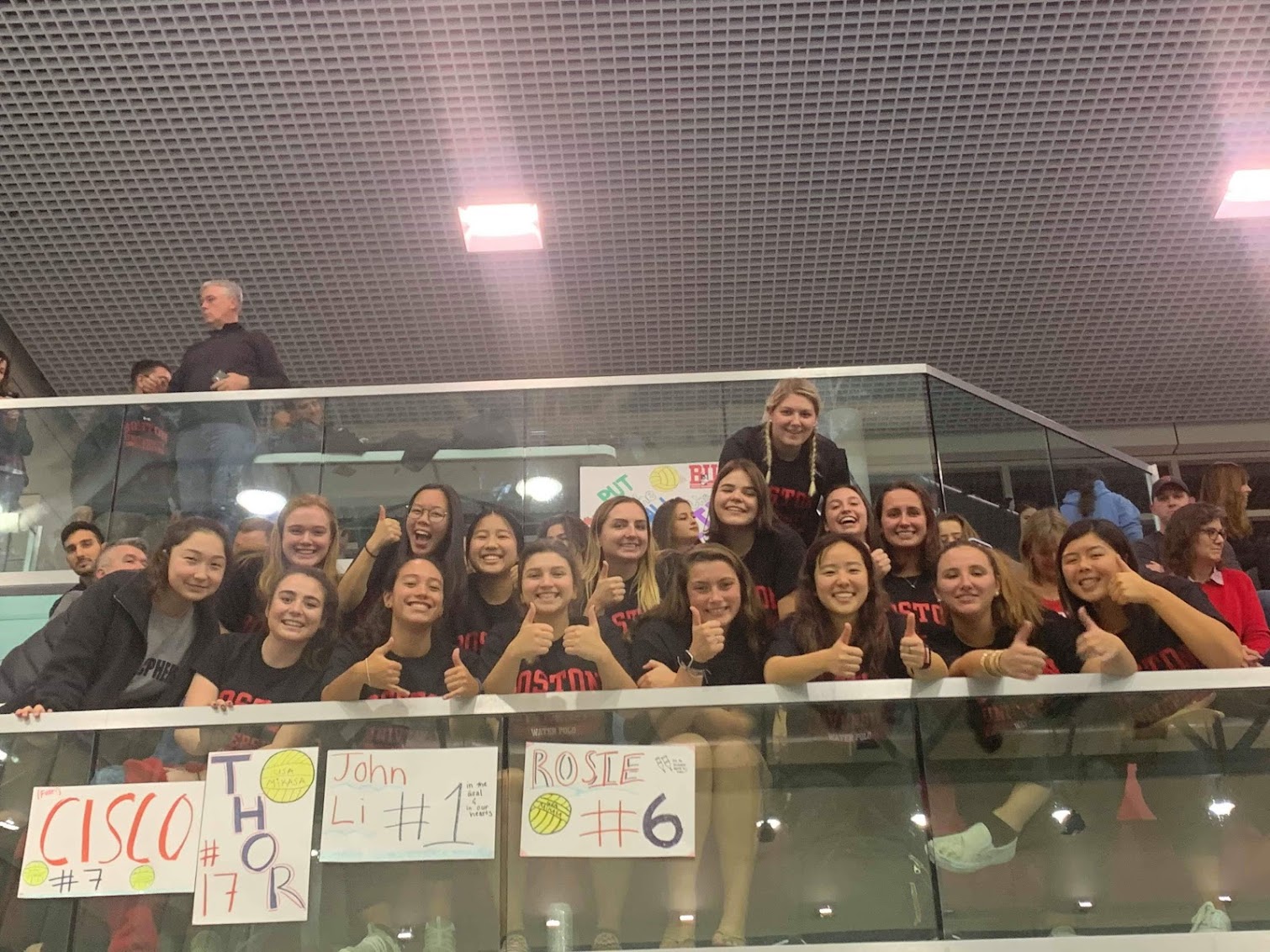 women's team supporting the men's team at their home tournament Fall 2019