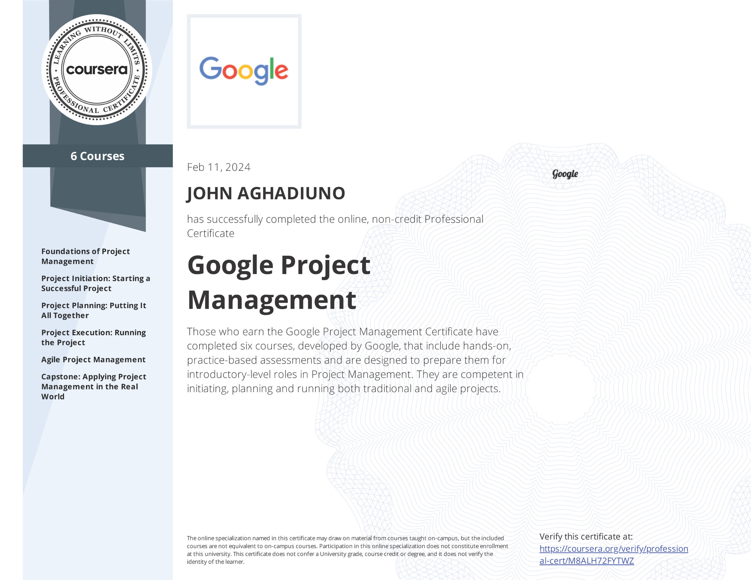 John Aghadiuno Google Project Management