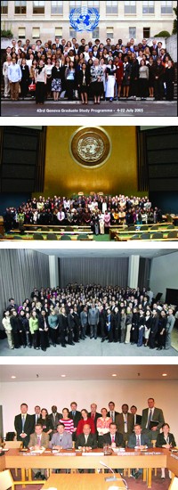 From top to bottom: With the 2005 GSP at the UNOG; with the 2005 UN Interns at the UNGA; with the 2006 UN Interns with former UNSG Kofi Annan; And with the Members of the UNSC Sanctions Committee established pursuant to UNSC RES 751.