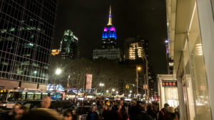 Last Saturday, the Empire State Building in New York City was light up in blue yellow and purple "in honor of everyday giving and and the Carnegie Medal," according to the official Empire State Building website. Other lightings have honored breast cancer awareness, the first night of Hanukah, Thanksgiving and many, many other events. (Photo by Matt Dresens)  