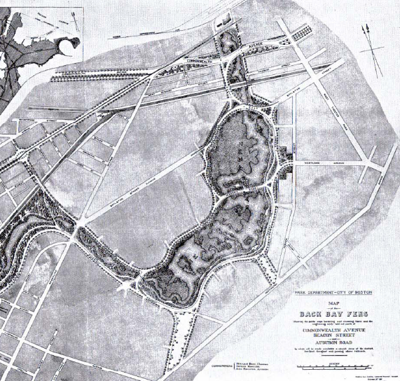 Back Bay Fens Plan, from 1887. Public Domain photograph. 