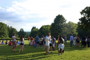 Students, family, and staff enjoy the Opening Barbecue