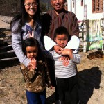 my incredible guide, tashi, and his lovely wife and children.  they invited me over for tea and home-brewed arra (rice wine).