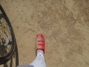 My shoes were red when I started out this morning