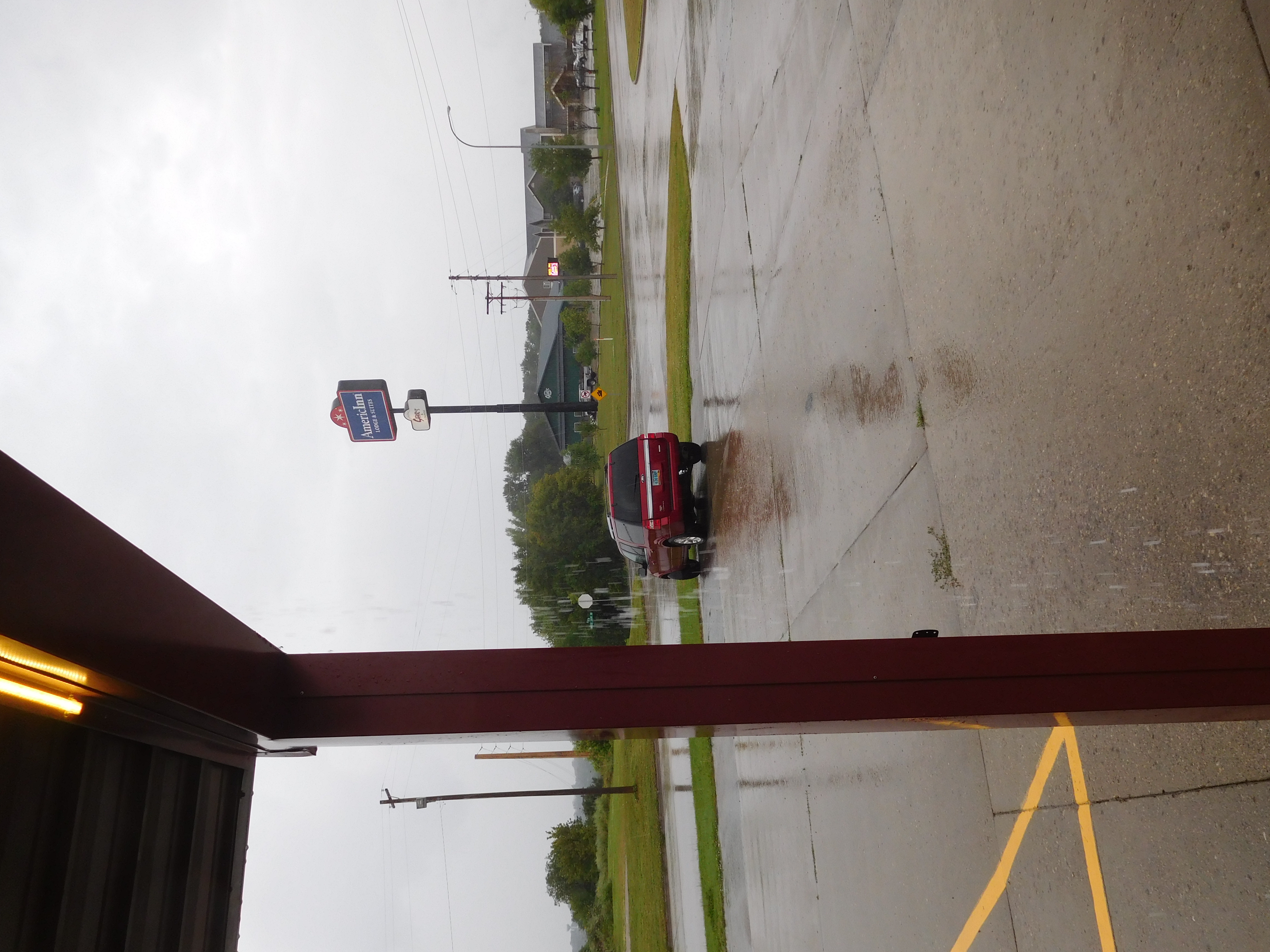 View from the motel of the rain
